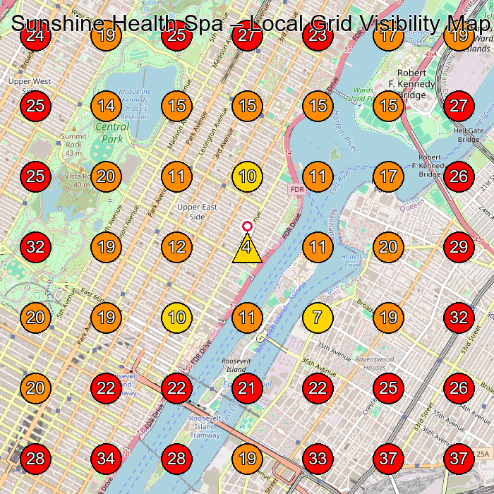 Sunshine Health Spa GeoGrid visibility map for Massage Spa in Queens